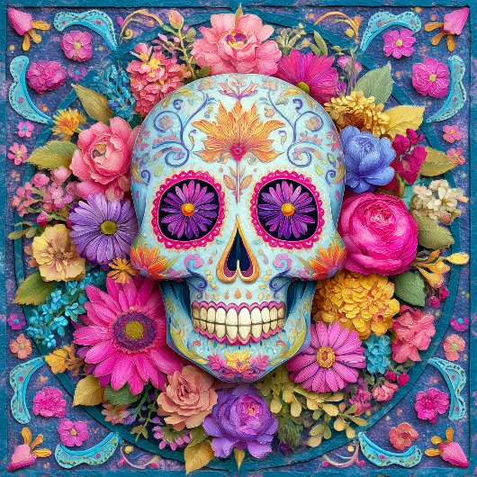 Carreau Sugar Skull Calavera Day Of The Dead Ceramic Tile