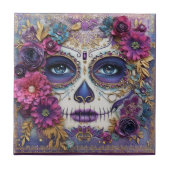 Carreau Sugar Skull Lady Face Day Of The Dead Ceramic Tile (Devant)