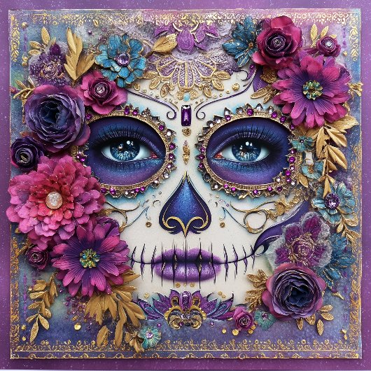 Carreau Sugar Skull Lady Face Day Of The Dead Ceramic Tile
