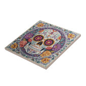 Carreau Sugar Skull Mosaic Day Of The Dead Ceramic Tile (Côté)
