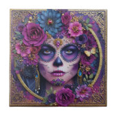 Carreau Sugar Skull Woman Day Of The Dead Ceramic Tile (Devant)