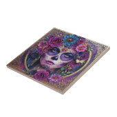 Carreau Sugar Skull Woman Day Of The Dead Ceramic Tile (Côté)