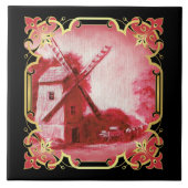 Carreau Suisse/Norvège/Holland moulin à vent delmill rouge (Devant)