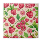 Carreau Summer Raspberry Garden Botanical Fruit Pattern (Devant)