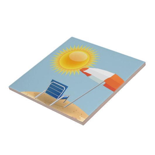 Carreau Sun et parapluie de plage (Côté)