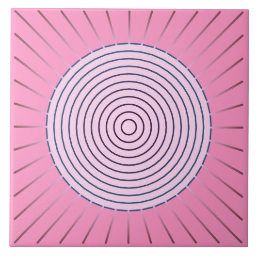 Carreau Sunburst géométrique moderne - Nuances de rose (Devant)