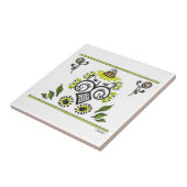 Carreau Sunflower Folk Motif par Alexandra Cook (Côté)