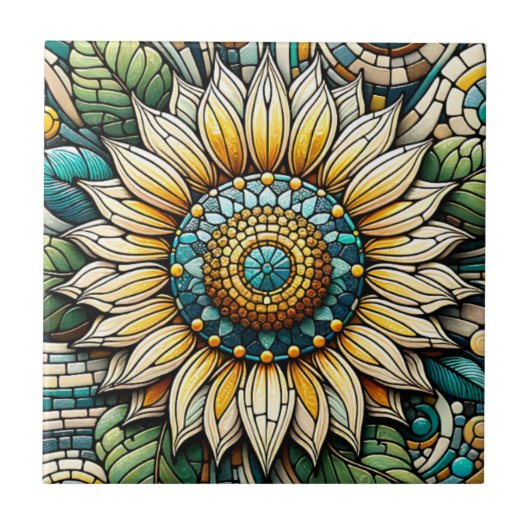 Carreau Sunflower Stained Glass Mosaic (Devant)