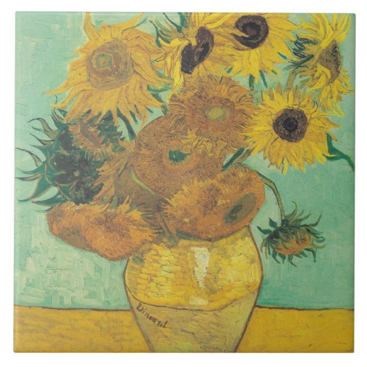 Carreau Sunflowers par Vincent Van Gogh (Devant)
