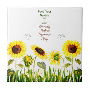 Carreau Sunflowers 'Semez Votre Jardin' Mots Script