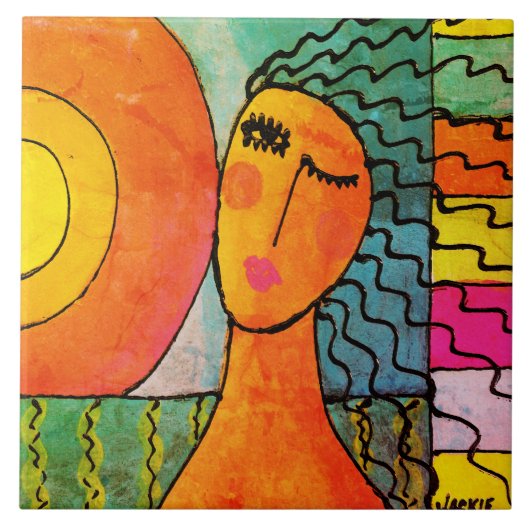 Carreau Sunrise Abstrait Portrait d'une femme (Devant)