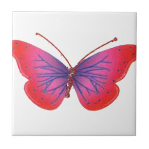 Carreau "Sunset Bloom" Impression d'art de papillon rouge