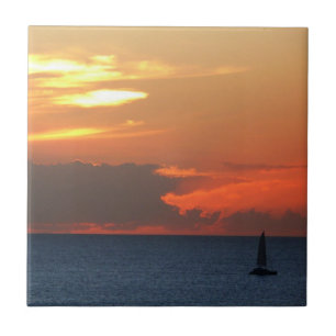 Carreau Sunset Clouds and Sailboat Seascape