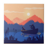 Carreau Sunset Lake Canoe Illustration (Devant)
