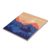 Carreau Sunset Lake Canoe Illustration (Côté)