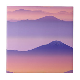 Carreau Sunset Peaks – Paysage de rêve de la montagne doré