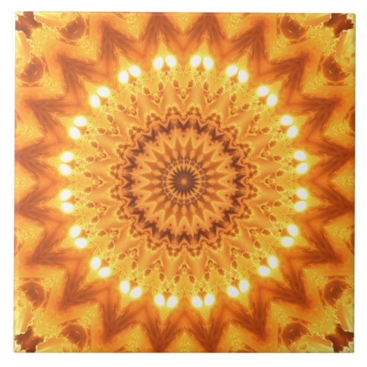 Carreau Sunshine et Bonheur Mandala Tile - Grande (Devant)