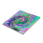 Carreau Super Abstrait Aqua et Navy Lava Swirl (Côté)