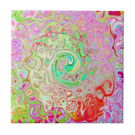 Carreau Super Abstrait Retro Pastel Green Liquid Swirl (Devant)