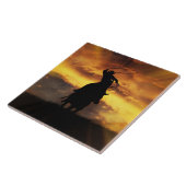 Carreau Super Cool Cowboy Steer Roping avec coucher de sol (Côté)