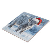 Carreau Super mignonne Highland Calf neige de Noël (Côté)