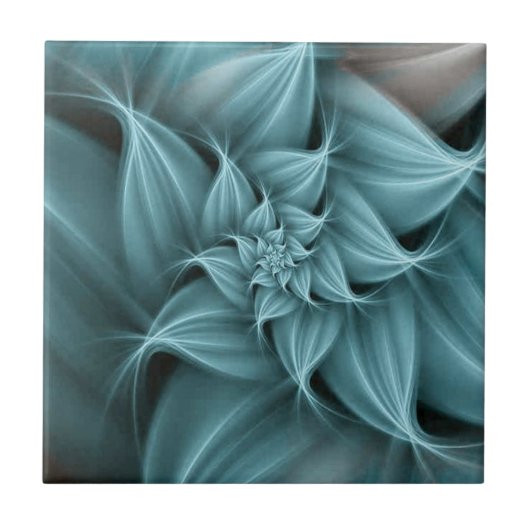 Carreau Superbe fleur turquoise fractale (Devant)
