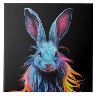 Carreau Superbe Lapin Bleu en feu