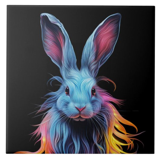 Carreau Superbe Lapin Bleu en feu (Devant)
