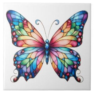 Carreau Superbe Luminosité de papillon en verre coloré