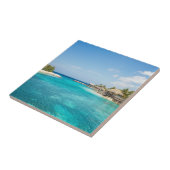 Carreau Superbe plage tropicale Bleue avec des huttes de c (Côté)