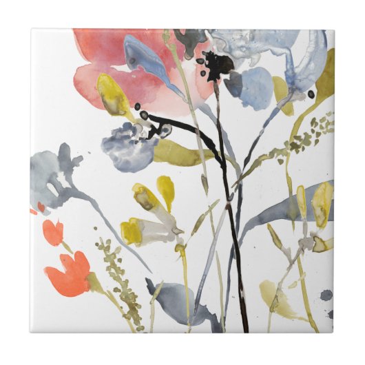 Carreau Superposition de fleurs - Aquarelle Fleurs pastel (Devant)