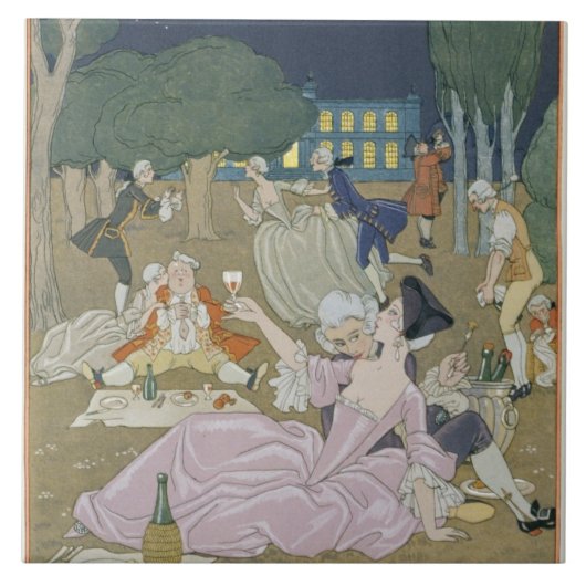 Carreau Sur la pelouse, illustration pour des "fêtes (Devant)