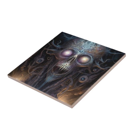 Carreau Surreal Skull Gothique Horror Art (Côté)