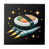Carreau Sushi Spacship Pixel Art Flying Sushi Roll Design (Devant)