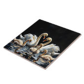 Carreau Swan Family on Black Lake Artwork (Côté)