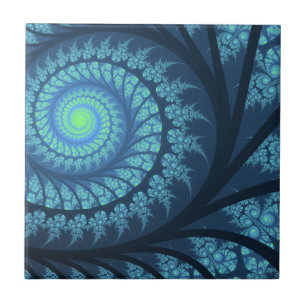 Carreau Swirl fractal bleu et cyan classique