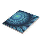 Carreau Swirl fractal bleu et cyan classique (Côté)