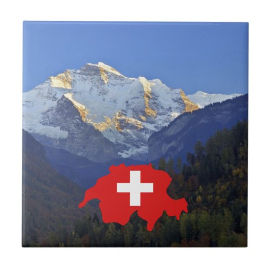 Carreau Swtzerland Jungfrau et drapeau (Devant)