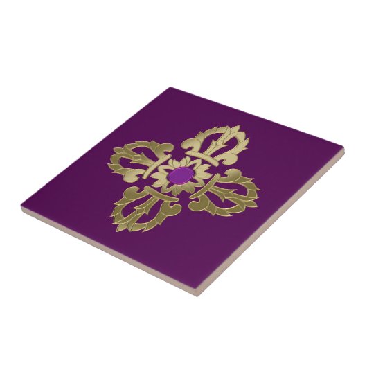 Carreau Symbole bouddhiste doré Vajra (Côté)