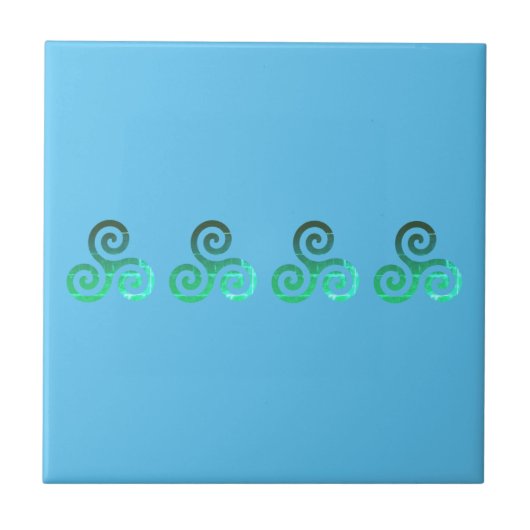 Carreau Symbole celtique antique Triskele vert Sky Blue (Devant)