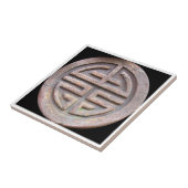 Carreau Symbole chinois de longévité sur une vieille tuile (Côté)