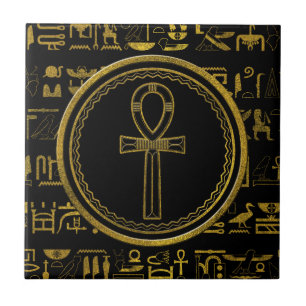 Carreau Symbole croisé d'Ankh d'Egyptien d'or