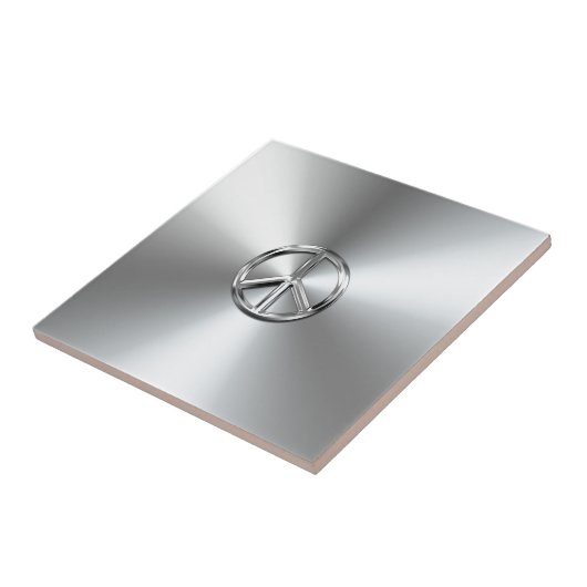 Carreau Symbole de paix graphique dégradé en acier (Côté)