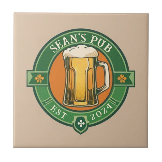 Carreau Symbole de pub irlandais personnalisé avec nom per (Devant)