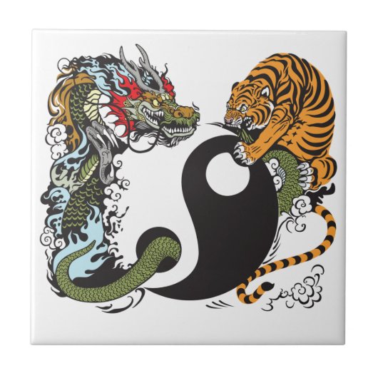Carreau symbole de yang de yin de dragon et de tigre (Devant)