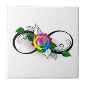 Carreau Symbole d'infini avec Rose arc-en-ciel (Devant)