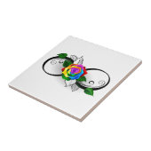 Carreau Symbole d'infini avec Rose arc-en-ciel (Côté)