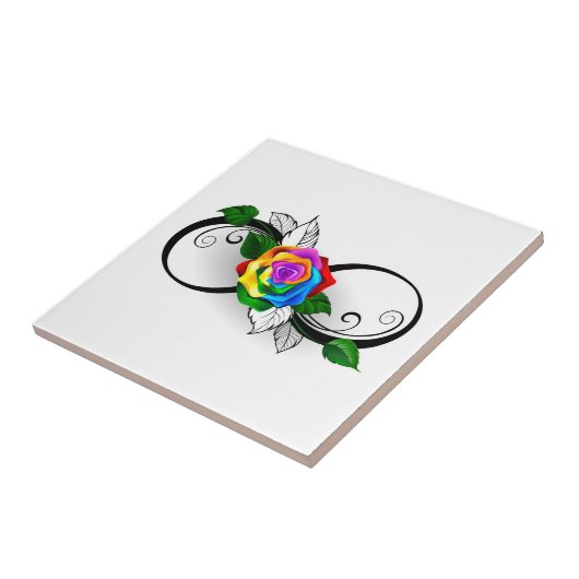 Carreau Symbole d'infini avec Rose arc-en-ciel (Côté)