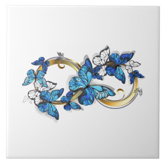 Carreau Symbole infini de papillons Morpho bleus (Devant)