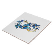 Carreau Symbole infini de papillons Morpho bleus (Côté)